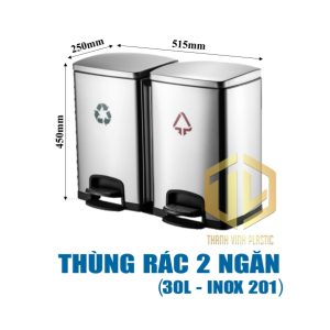 Thùng rác 2 ng?n 30 lít - Inox 201