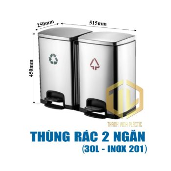 Thùng rác 2 ng?n 30 lít - Inox 201