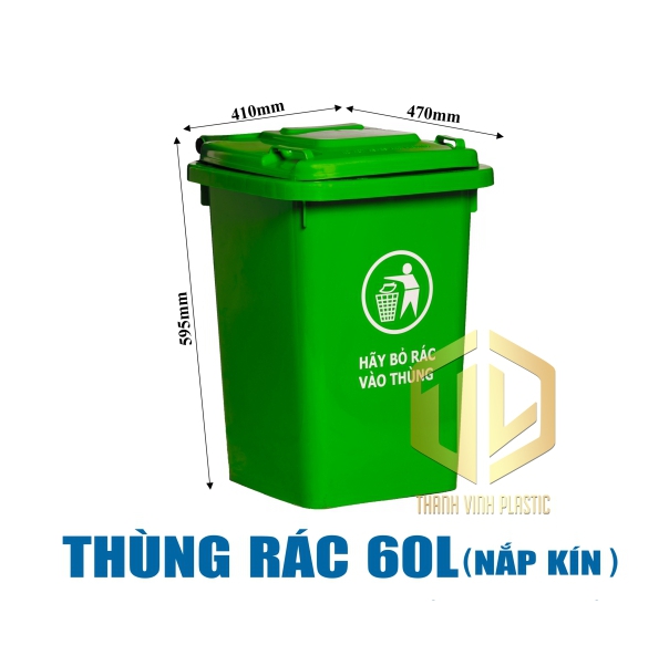 thùng rác 60 lít kh?ng bánh xe
