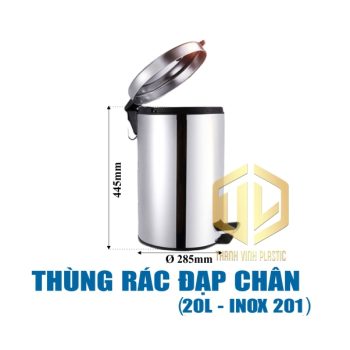 Thùng rác ??p chan 20 lít - inox 201