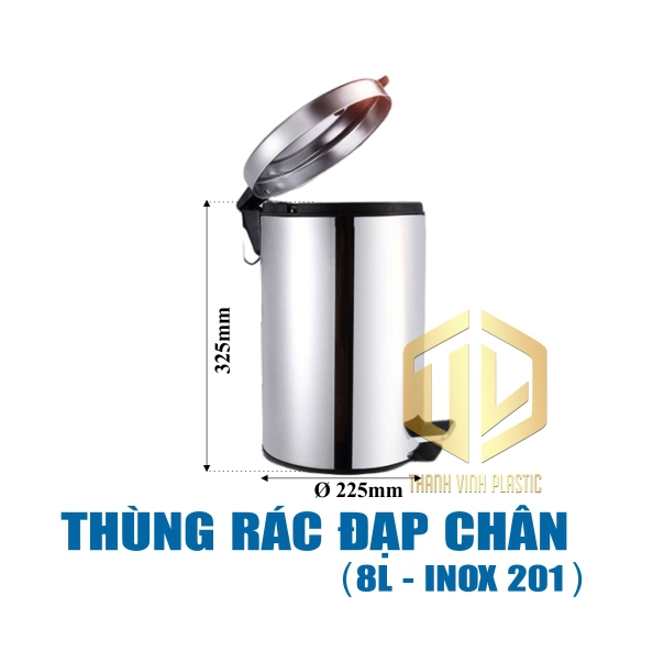 thung rac dap chan 8l