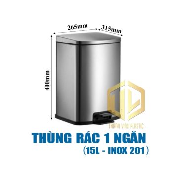thung rac inox 1 ngan 15l