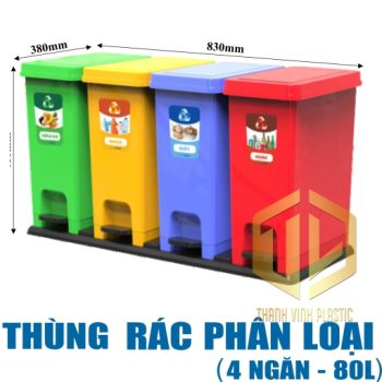 Thùng rác phan lo?i 4 ng?n 80 lít