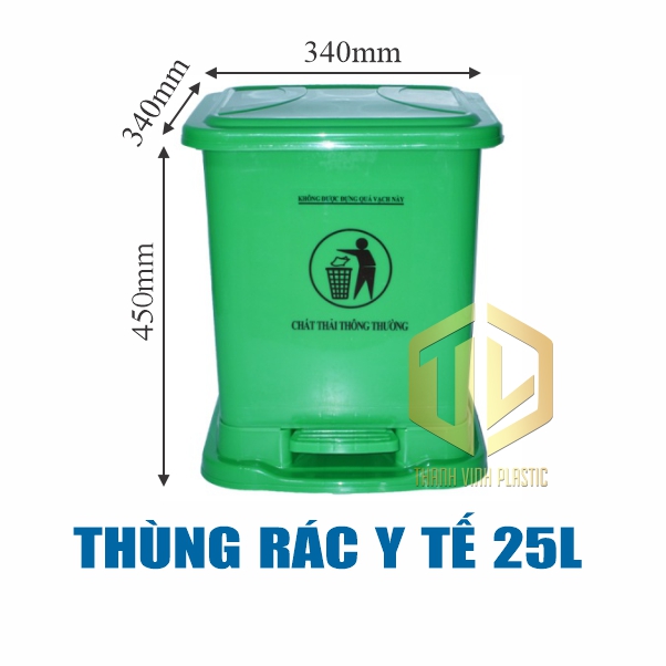 thung rac y te 25l xanh la
