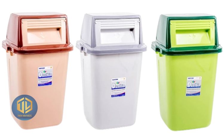 Thùng rác nh?a Duy Tan n?p l?t