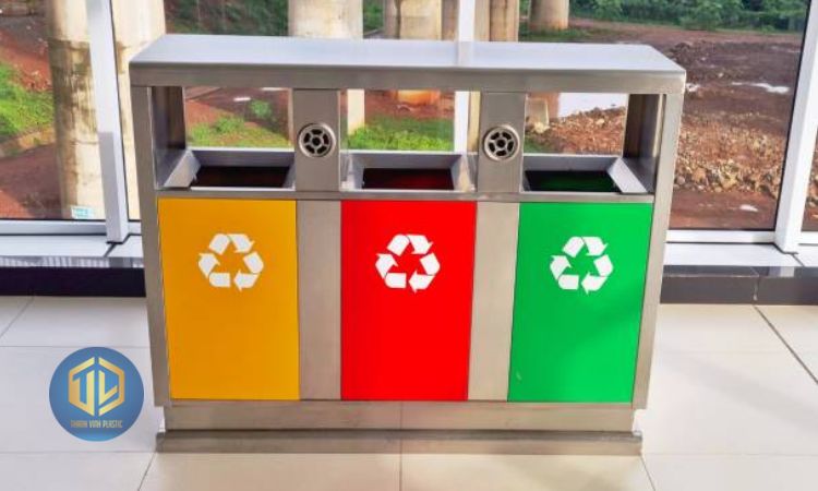 Thùng rác thép phun s?n t?nh ?i?n