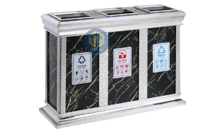 Thùng rác inox ?á hoa c??ng 3 ng?n