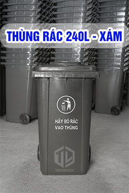 ?ng d?ng thùng rác nh?a 240L màu xám