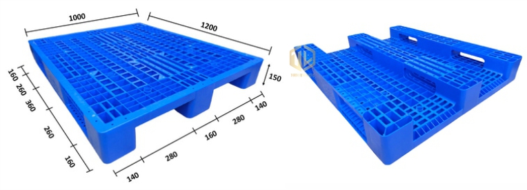 Pallet nh?a 1200x1000x150mm - pallet 3 chan